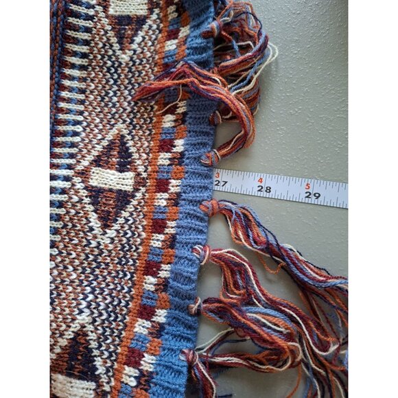 New Directions Knit Fringe Cardigan Vest Small Boho Aztec Sweater Wrap Fringe - Picture 7 of 7